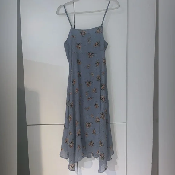 NWOT Topshop Size 8 Baby Blue Floral Print Summer Vacation Party Slip Midi Dress - Picture 2 of 6